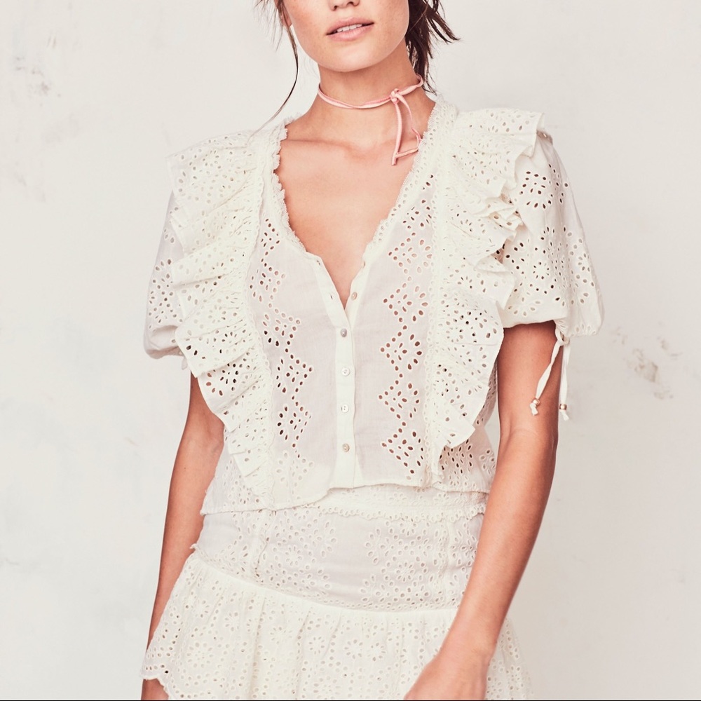 LoveShackFancy Kim Top Ivory